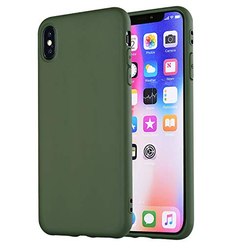 MANLENO iPhone Xs Max Case,iPhone Xs Plus Case, Slim Fit Full Matte Skin Case Soft Flexible TPU Cover Case for iPhone Xs Max 6.5 inch (Hunter Green)