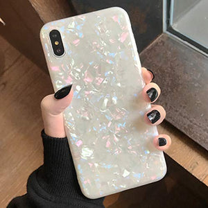 iPhone Xs Max Case,iPhone Xs Max Phone Case, Manleno Slim Fit Colorful Pearly Lusture Cover Case Protective Flexible TPU Silicone Rubber Case for iPhone Xs Max 6.5" (Pearl White)
