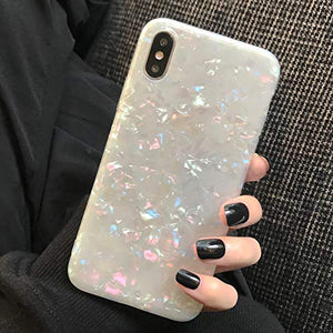 iPhone X Case,iPhone Xs Case for Girls Women,Manleno iPhone X Cover Case Luxury Design Flexible Bling Colorful Pearly Lustre TPU Silicone Case for Apple iPhone X Xs 5.8" (Pearl White)