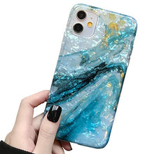 Load image into Gallery viewer, MANLENO iPhone 11 Case Marble Cute Girls Women [Tinfoil] Pearly Glitter TPU Silicone Case Protective Phone Case for iPhone 11 6.1 Inch (Blue White)
