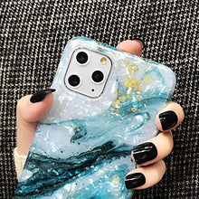 Load image into Gallery viewer, MANLENO iPhone 11 Pro Case Marble Cute Girls Women [Tinfoil] Pearly Glitter TPU Silicone Case Protective Phone Case for iPhone 11 Pro 5.8 Inch (Blue White)