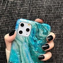 Load image into Gallery viewer, MANLENO iPhone 11 Pro Case Marble Cute Girls Women [Tinfoil] Pearly Glitter TPU Silicone Case Protective Phone Case for iPhone 11 Pro 5.8 Inch (Pearlecent Aqua Marble)