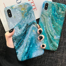 Load image into Gallery viewer, MANLENO iPhone Xs Max Case Marble iPhone Xs Plus Case Girls Women Cute [Tinfoil] Pearly Glitter Phone Case Protective TPU Silicone Case for iPhone X/Xs Max 6.5 inch (Blue White)